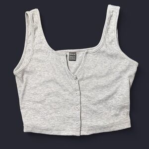 SHEIN Light Gray Button-Up Crop Top